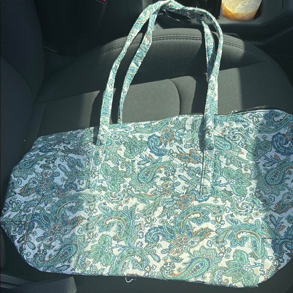 Paisley Tote Bag - Green and White